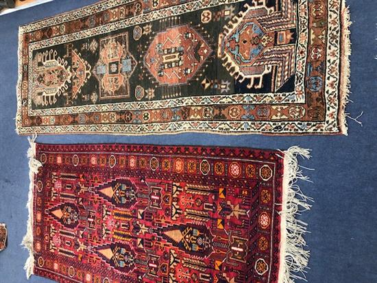 A Caucasian Kazak style runner and a rug 177cm x 94cm, 225cm x 88cm